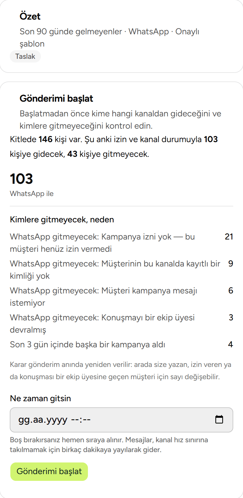 Kampanya taslağı: kitlede kaç kişi var, kaçına gidecek ve kimlere neden gitmeyecek